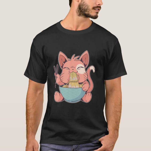 Camiseta Regalos Para Los Amantes De Anime Ramen Cat Neko A (Anverso)