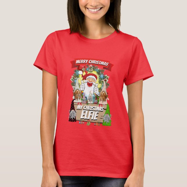 Camiseta Regalos para Mamá SANTA Mis NAVIDADES ELFIE Gracio (Anverso)