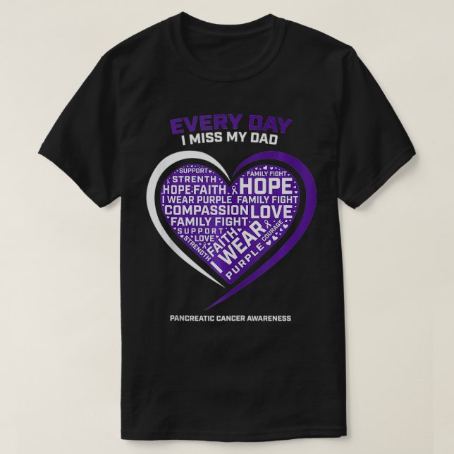 Camiseta Regalos Púrpura En Memoria Del Cáncer Pancreático  (Diseño del anverso)