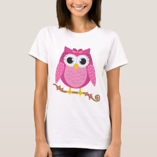 Camiseta Regalos rosados del diseño del búho