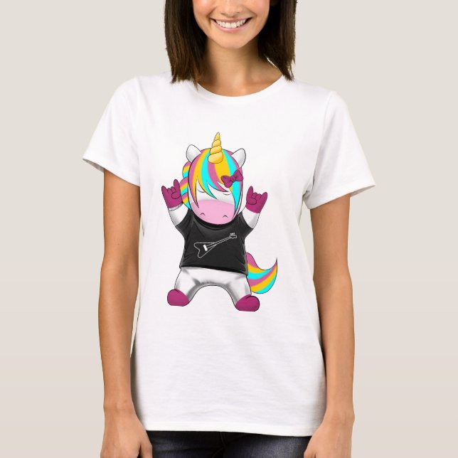 Camiseta Regenbogen Einhorn Rocker (Anverso)
