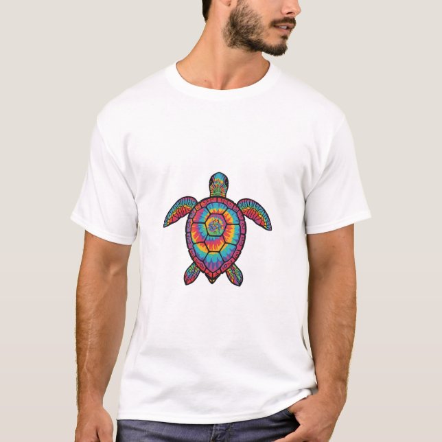Camiseta Regenbogen-Schildkröte Im Batik-Look (Anverso)