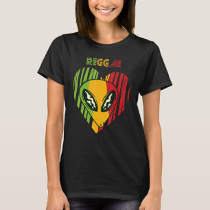 Camiseta Reggae Alien Heart Rasta Jamaica Souvenir Rastafar