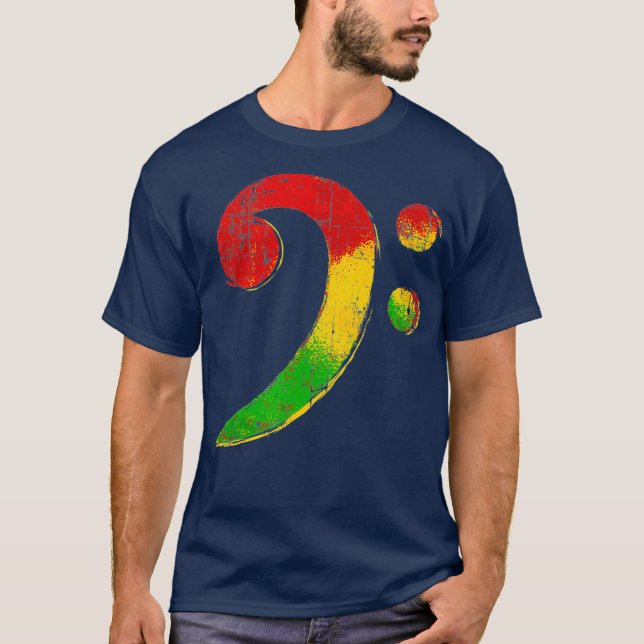 Camiseta Reggae Bass Clef Rasta Gift para Battend Bass (Anverso)
