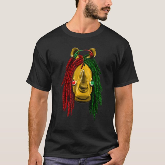 Camiseta Reggae  Cool Rhino  Dreadlocks  Dreadlocks  Rasta  (Anverso)