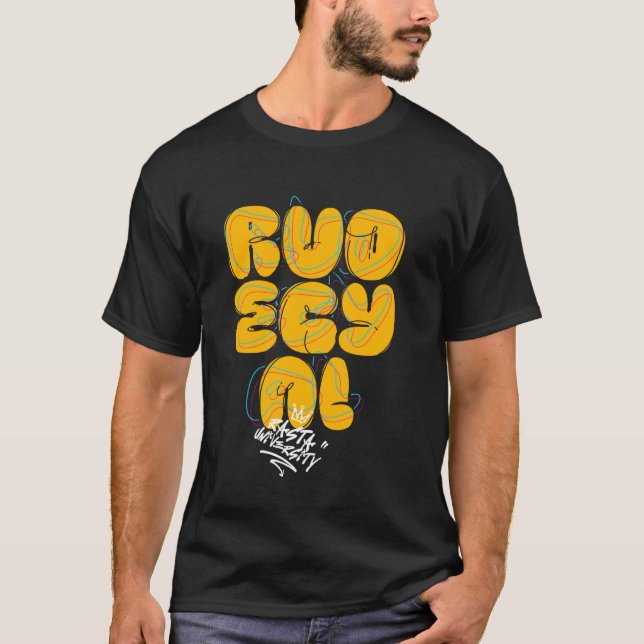 Camiseta Reggae estilo graffiti de la Universidad Rasta Rud (Anverso)