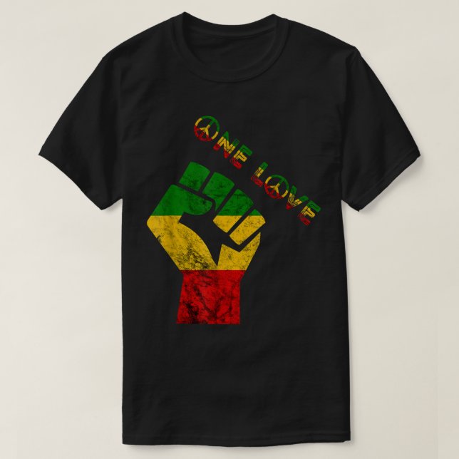 Camiseta Reggae Fist Rasta Reggae Music One Love Jamaica Ra (Diseño del anverso)