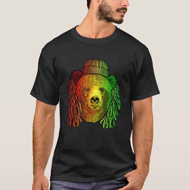 Camiseta Reggae Guay Grizzly Bear Viene Dreadlocks Rasta (Anverso)