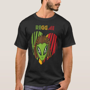 Camiseta Reggae Heart Alien Rasta Jamaica Souvenir Rastafar
