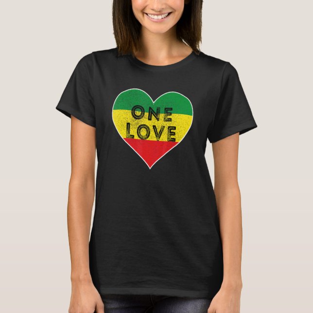 Camiseta Reggae Heart One Love Rasta Reggae Music Rastafari (Anverso)
