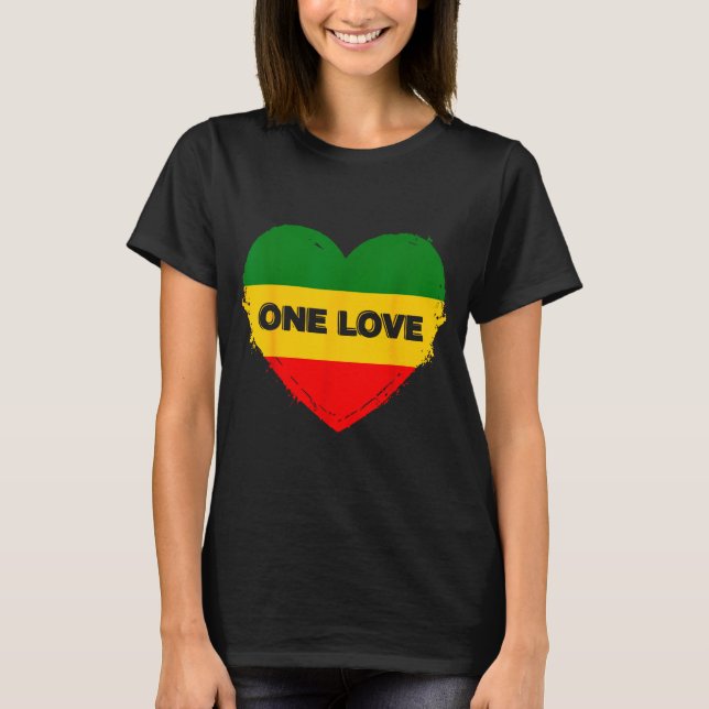 Camiseta Reggae Heart One Love Rasta Reggae Music Rastafari (Anverso)