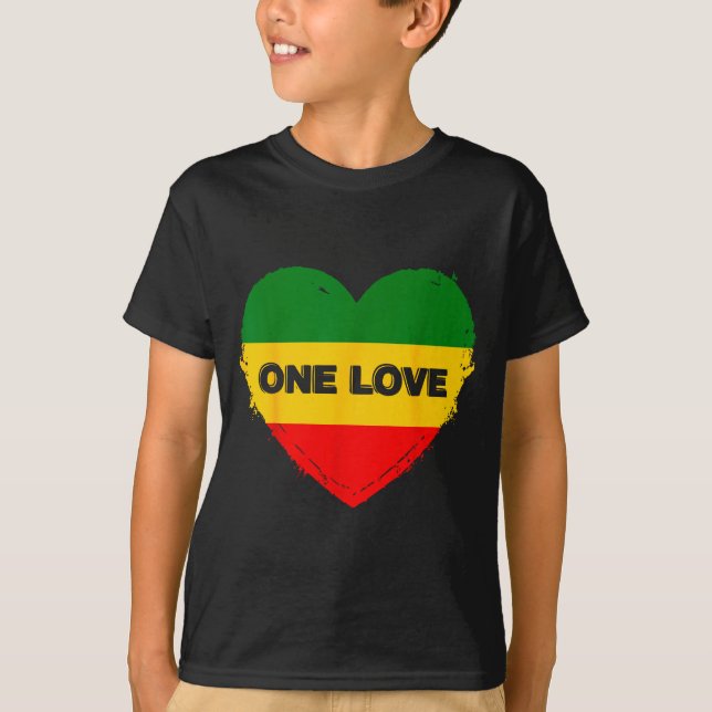 Camiseta Reggae Heart One Love Rasta Reggae Music Rastafari (Anverso)