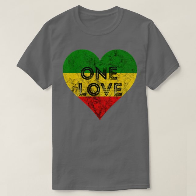 Camiseta Reggae Heart One Love Rasta Reggae Music Rastafari (Diseño del anverso)