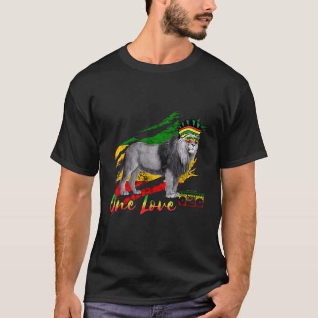 Camiseta Reggae Lion Of Judah Rastafari Jamaican One Love M (Anverso)