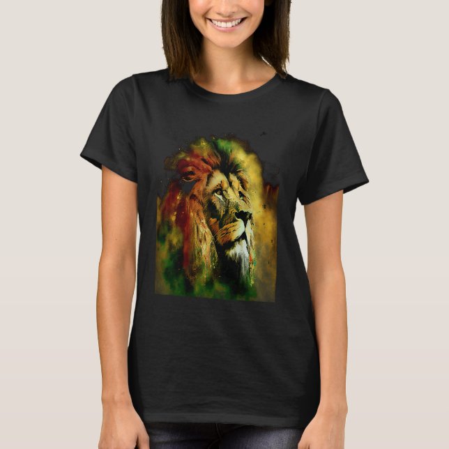 Camiseta Reggae Lion Rastafari Music Freedom Zion Jamaica (Anverso)