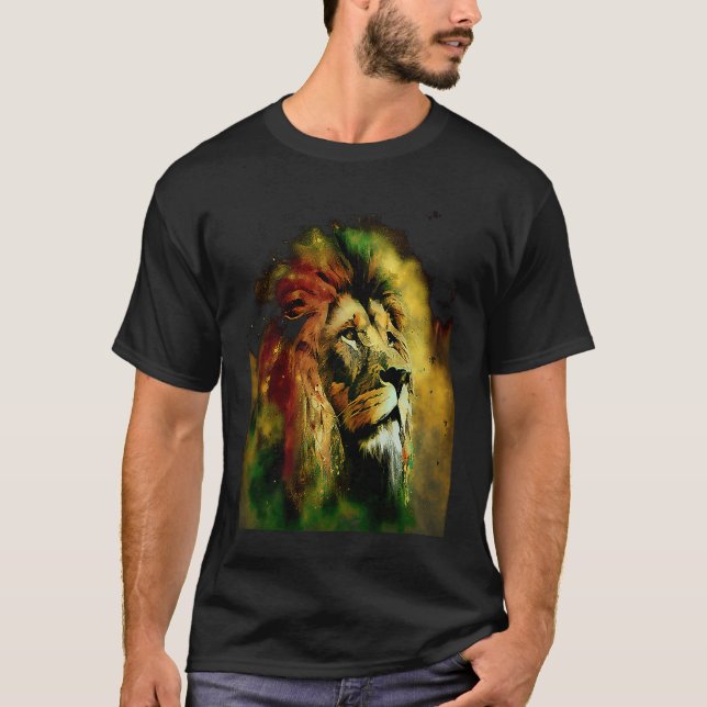 Camiseta Reggae Lion Rastafari Music Freedom Zion Jamaica (Anverso)