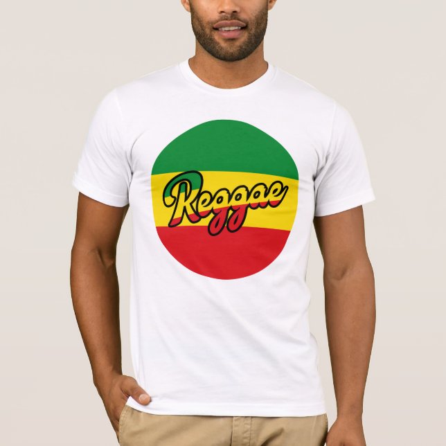 Camiseta Reggae Music con colores de bandera de reggae (Anverso)