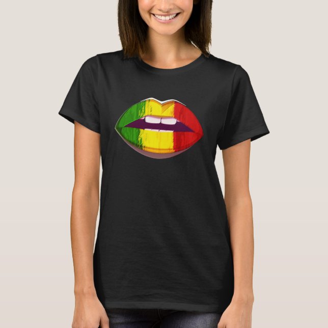 Camiseta Reggae Music Jamaica Kissing Lips Flag Rastafari R (Anverso)