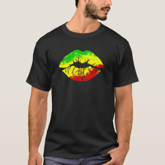 Camiseta Reggae Music Jamaica Kissing Lips Flag Rastafari R