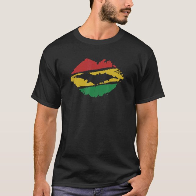 Camiseta Reggae Music Jamaica Kissing Lips Flag Rastafari R (Anverso)
