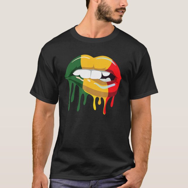 Camiseta Reggae Music Jamaica Kissing Lips Flag Rastafari R (Anverso)