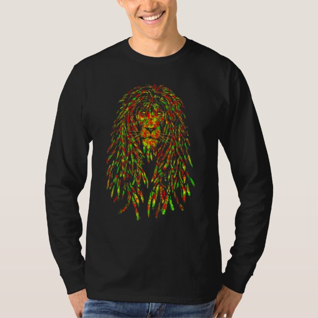 Camiseta Reggae Music   Jamaican Lion Rasta Lion Of Rastafa (Anverso)