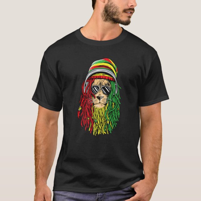Camiseta Reggae Music  Jamaican Lion Rasta Lion Of Rastafar (Anverso)