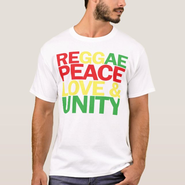 Camiseta Reggae. Paz, amor y unidad (Anverso)