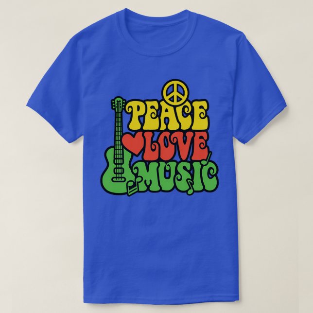 Camiseta Reggae Peace Love Music (Diseño del anverso)