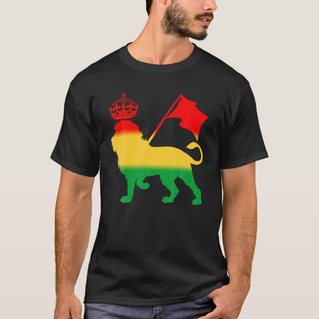 Camiseta REGGAE RASTA LION Música Rastafaria jamaiquina (Anverso)