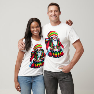 Camiseta Reggae Santa Drummer - Navidades de arte Fun Pixel