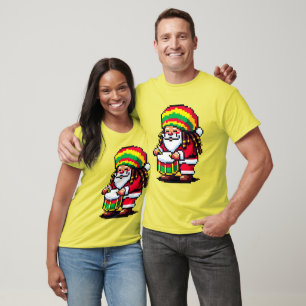 Camiseta Reggae Santa Fun Pixel Navidades de arte Diseño mu