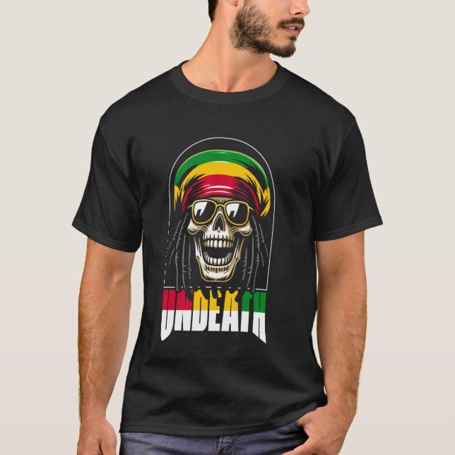 Camiseta Reggae Skull Rasta Music - Rastafari U (Anverso)