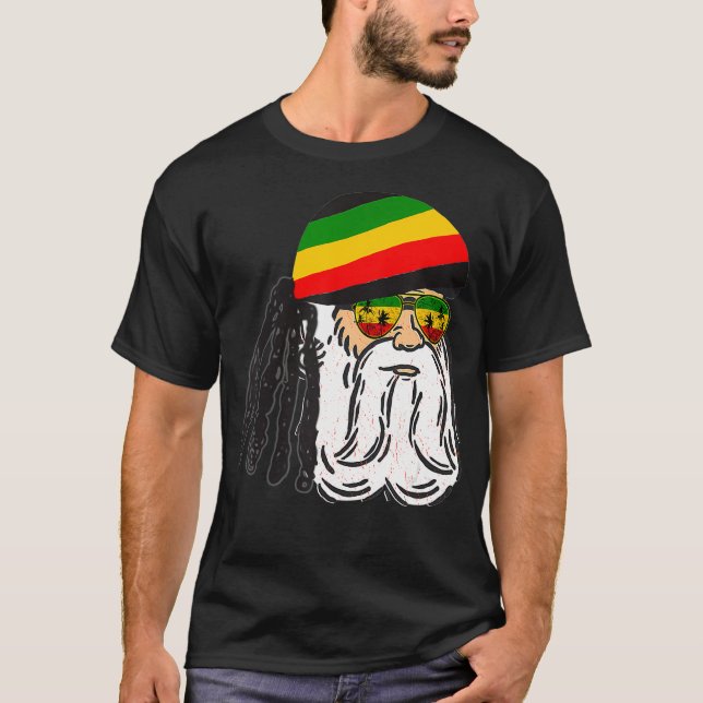 Camiseta Reggae Xmas Santa Rasta Navidades Rasta Rastafari  (Anverso)