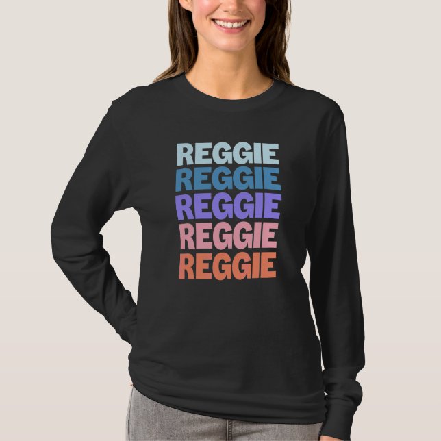 Camiseta Reggie de texto repetido moderno (Anverso)