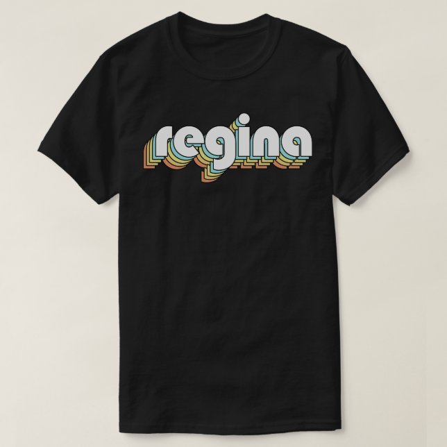 Camiseta Regina Retro Estilo de Tipografía Arcoiris Faded (Diseño del anverso)