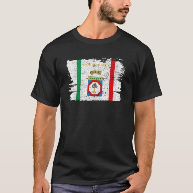 Camiseta Región de Apulia Bari Italia Bandera Retro de Vint (Anverso)