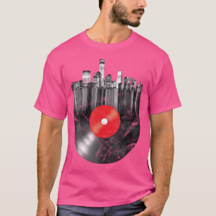 Camiseta Registro de Vinilo de la Línea de Esquina de Nueva