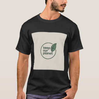Camiseta Registro minimalista "Keep Our Planet" de hojas ec