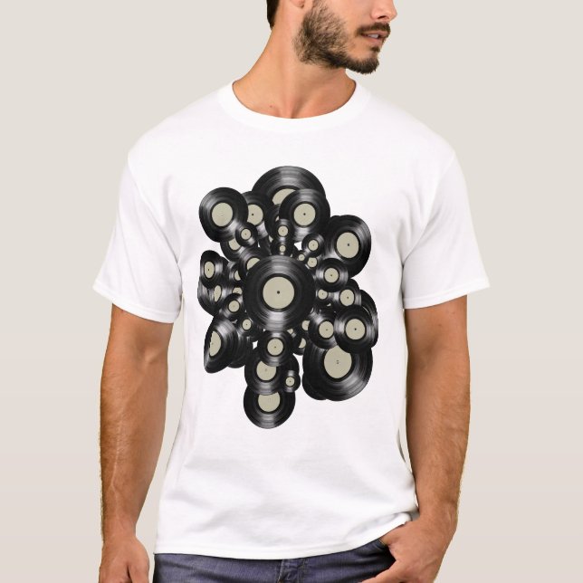 Camiseta registros de LP de vinilo retro (Anverso)