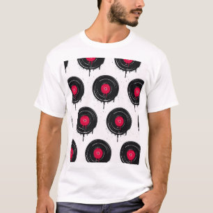 Camiseta Registros de vinilo fundidos, patrón artístico.