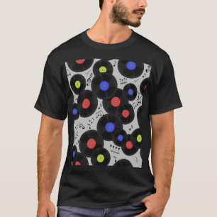 Camiseta Registros de vinilo: Patrón de notas musicales