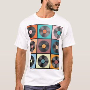 Camiseta Registros de vinilo: retro conjunto LP.
