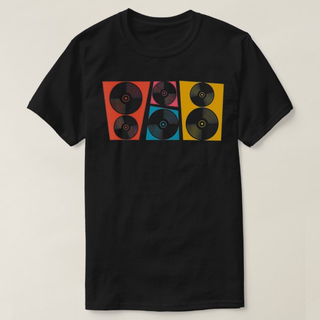 Camiseta Registros de vinilo retro LP Vinyls3 (Diseño del anverso)