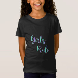 Camiseta Regla de chicas - Texto púrpura verde, Guay negro