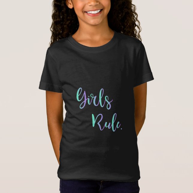 Camiseta Regla de chicas - Texto púrpura verde, Guay negro (Anverso)