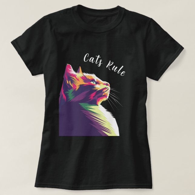 Camiseta Regla de gatos editables multicolor moderno de art (Diseño del anverso)