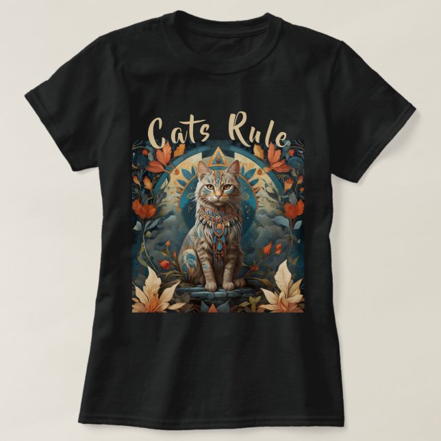 Camiseta Regla de gatos místicos nativos americanos multico (Diseño del anverso)