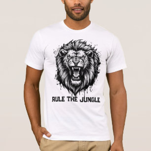 Camiseta Regla Gráfica del León La Jungla Estilo Urbano Neg
