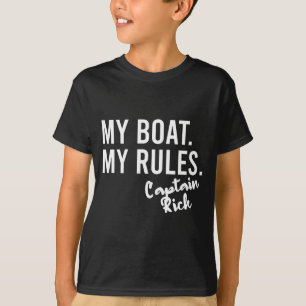 Camiseta Reglas de barco capitán Rick nombre de navegación 